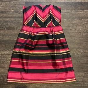 Vineyard Vines Strapless Striped Gold Black Dress